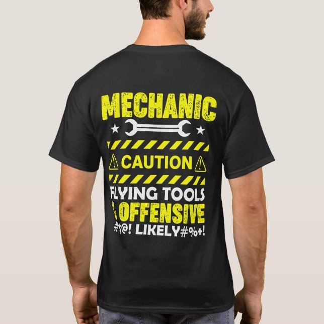 Camiseta Mecánico Precaución....Divertido (Reverso)