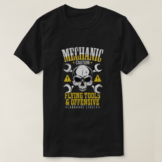 Camiseta Mecanismos mecánicos de volante de precaución mecá (Diseño del anverso)