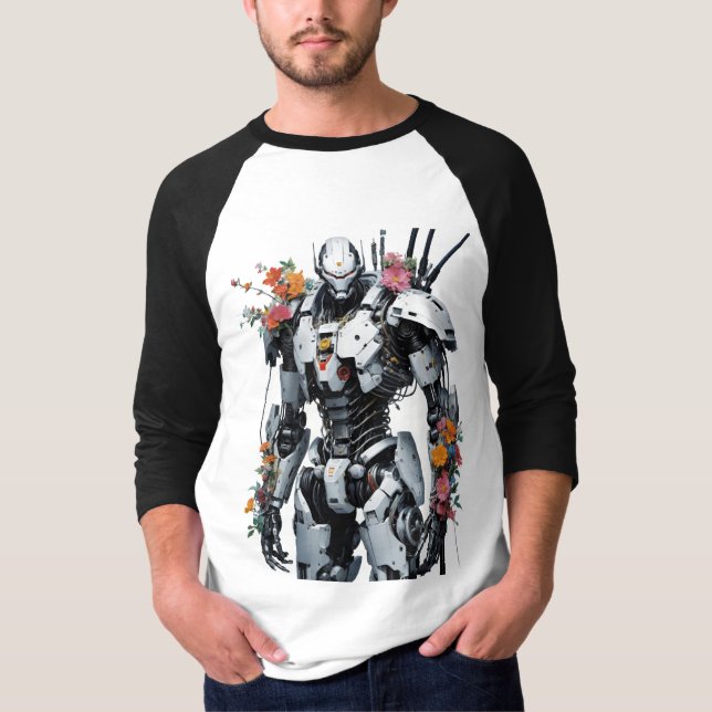 Camiseta Mech Robot With Flowers (Anverso)