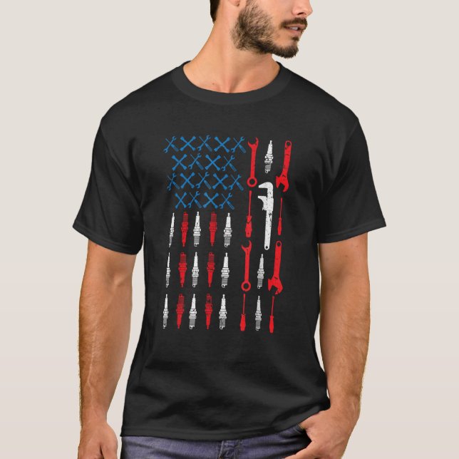 Camiseta Mechanic America Bandera USA Fun Patriotic Gift Te (Anverso)