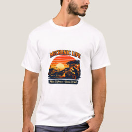 Camiseta Mechanic Life Retro Sunset Miles Of Greas