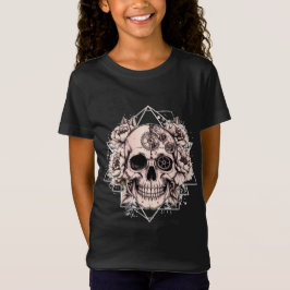 Camiseta "Mechanical Bloom" – Gothic Skull with Floral Gear