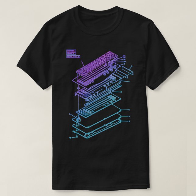 Camiseta Mechanical Keyboard Patent Drawing Graphic Design  (Diseño del anverso)