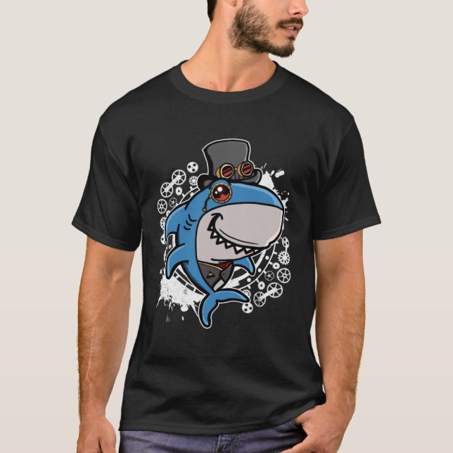 Camiseta Mechanical Victorian Steampunk Shark (Anverso)
