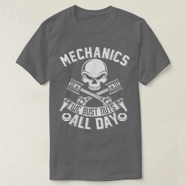 Camiseta Mechanics Bust Nuts Todo El Día Auto Mechanic Skul (Diseño del anverso)
