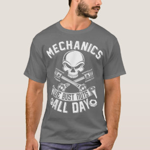 Camiseta Mechanics Bust Nuts Todo El Día Auto Mechanic Skul