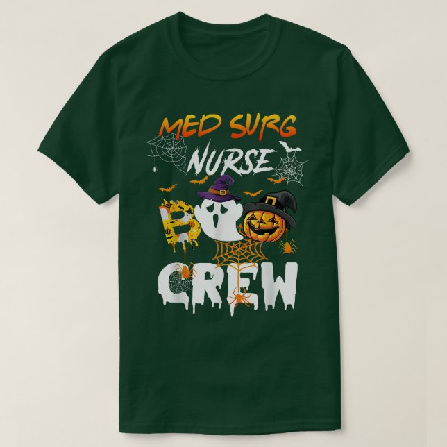 Camiseta Med Surg Nurse Boo Crew RN Bitcoin Ghost Witch Hal (Diseño del anverso)