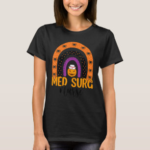 Camiseta Med Surg Nurse Spooky Halloween Pumpkin Rainbow Nu