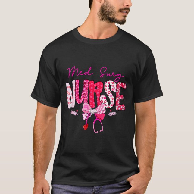 Camiseta Med Surg Nurse Valentine's Day Stethoscope Coquett (Anverso)