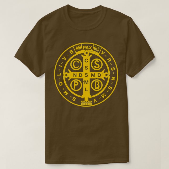 Camiseta Medalla católica católica de San Benito (Diseño del anverso)