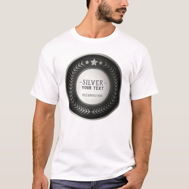 Camiseta MEDALLA DE PLATA Campeón IMPRESIÓN PERSONALIZADA e (Anverso)
