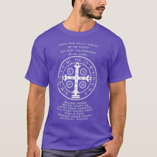 Camiseta Medalla de San Benedicto con yeron azul oscuro