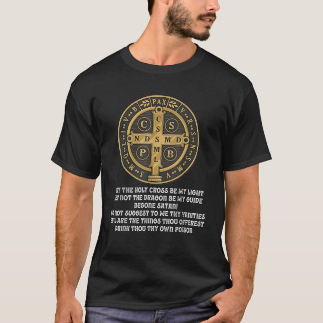 Camiseta Medalla de San Benedicto Tradicional Católica (Anverso)