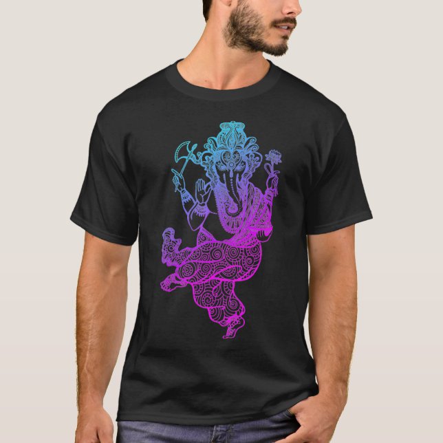 Camiseta Medalla Ganesh Yoga Hindu Elephant Hombres Mujeres (Anverso)