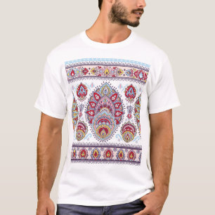 Camiseta Medallón indio paisley floral, étnico.