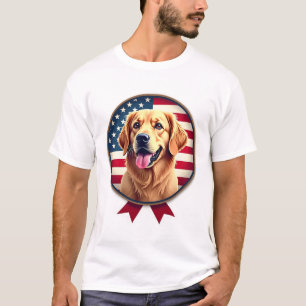 Camiseta Medallón Suave Retriever Dorado Patriótic