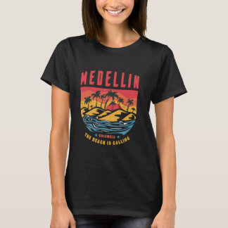 Camiseta Medellín Colombia Palm Vacation Sunset