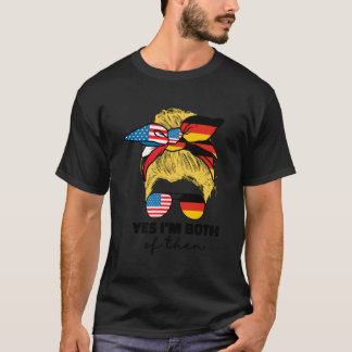 Camiseta Media Alemania Alemana Y Estadounidense Bandera Ne