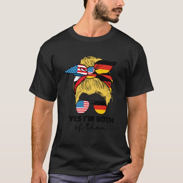 Camiseta Media Alemania Alemana Y Estadounidense Bandera Ne (Anverso)