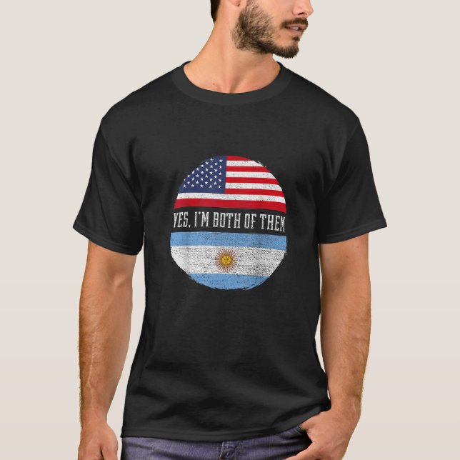 Camiseta Media Americana Media Argentina Bandera Estadounid (Anverso)