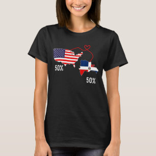 Camiseta Media Americana Media Bandera Dominicana Combinada