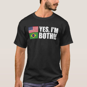 Camiseta Media Americana Media Brasileña Bandera de Brasil