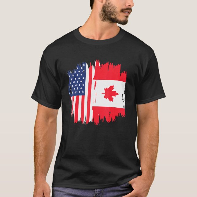 Camiseta Media Americana mitad Canadiense Roots América Can (Anverso)