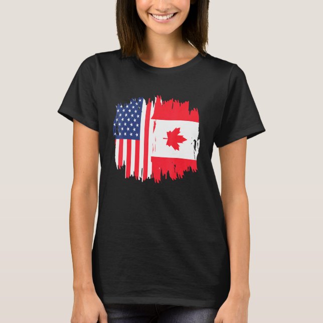 Camiseta Media Americana mitad Canadiense Roots América Can (Anverso)
