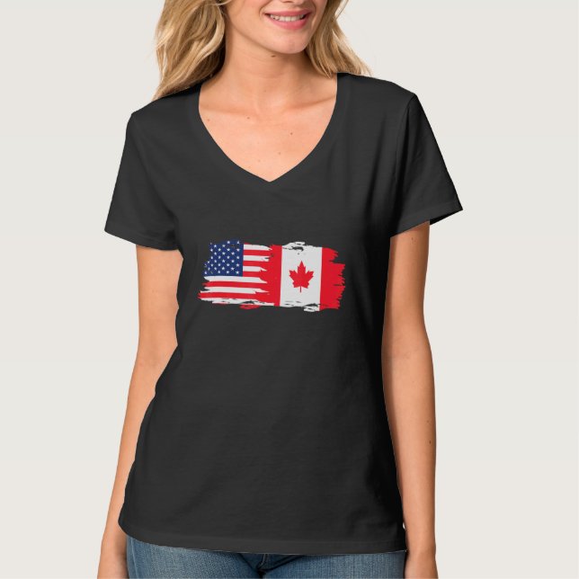 Camiseta Media Americana mitad Canadiense Roots América Can (Anverso)