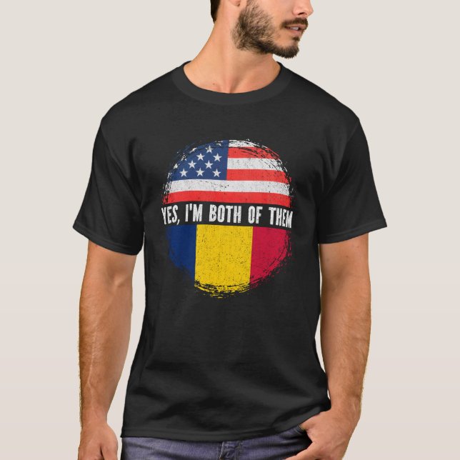 Camiseta Media Americana mitad Chadiana Bandera de Estados  (Anverso)