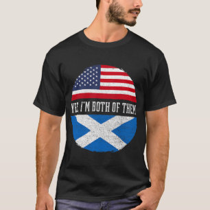 Camiseta Media Americana Mitad Escocia EEUU Bandera Escocia