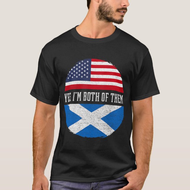 Camiseta Media Americana Mitad Escocia EEUU Bandera Escocia (Anverso)