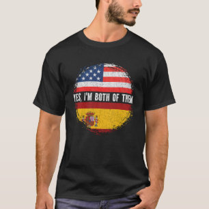 Camiseta Media Americana mitad Español Bandera de Estados U