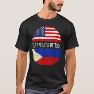 Camiseta Media Americana Mitad Filipino Bandera Estadounide