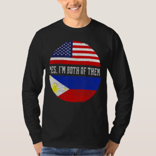 Camiseta Media Americana Mitad Filipino Bandera Estadounide