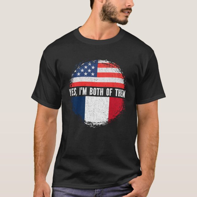 Camiseta Media Americana mitad Francesa Bandera EEUU Herenc (Anverso)