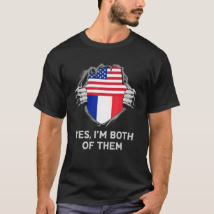 Camiseta Media americana mitad francesa EEUU Bandera de Fra