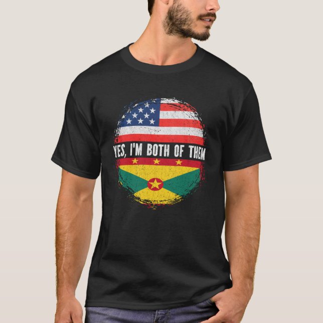 Camiseta Media americana mitad granadina bandera de EE.UU.  (Anverso)