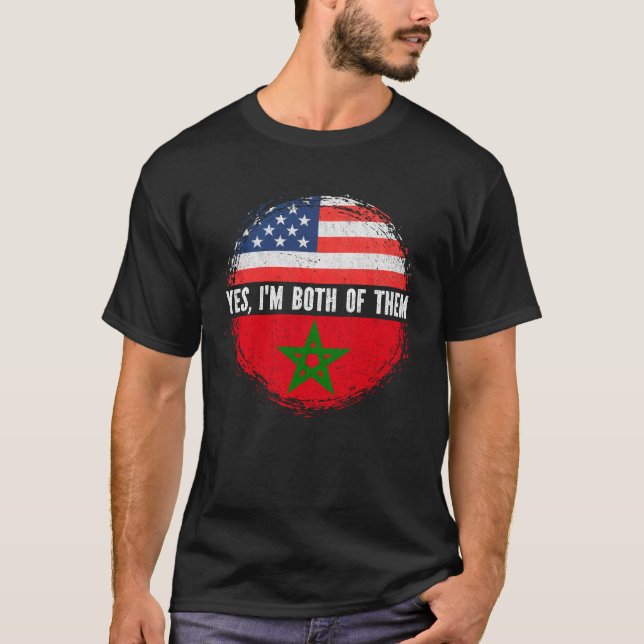 Camiseta Media Americana mitad Marruecos Bandera de Estados (Anverso)