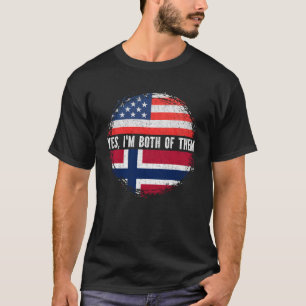 Camiseta Media Americana mitad Noruego Bandera Noruega Noru