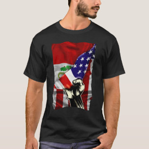 Camiseta Media bandera americana raíces peruanas bandera de