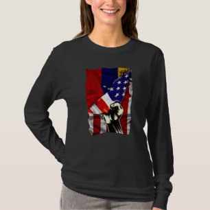Camiseta Media bandera americana raíces venezolanas bandera