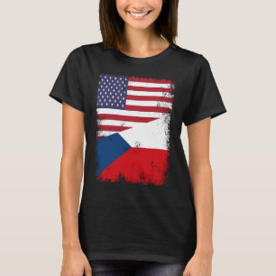 Camiseta Media bandera checa vintage República Checa EEUU