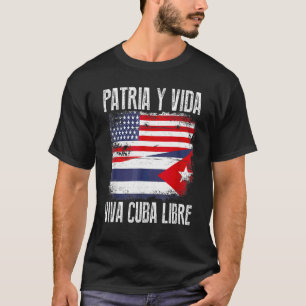 Camiseta Media bandera cubana americana vintage Cuba hombre