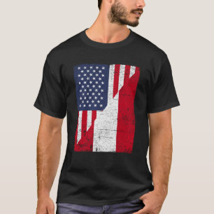 Camiseta Media bandera de EE. UU. Media bandera de Austria
