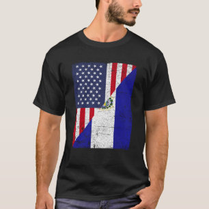Camiseta Media bandera de EE. UU. Media bandera de El Salva