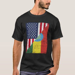 Camiseta Media bandera de EE. UU. Media bandera de Etiopía