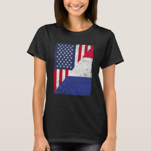 Camiseta Media bandera de EE. UU. Media bandera de Francia