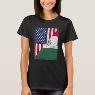 Camiseta Media bandera de EE. UU. Media bandera de México e