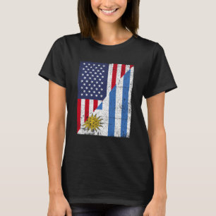 Camiseta Media bandera de EE. UU. Media bandera de Uruguay 